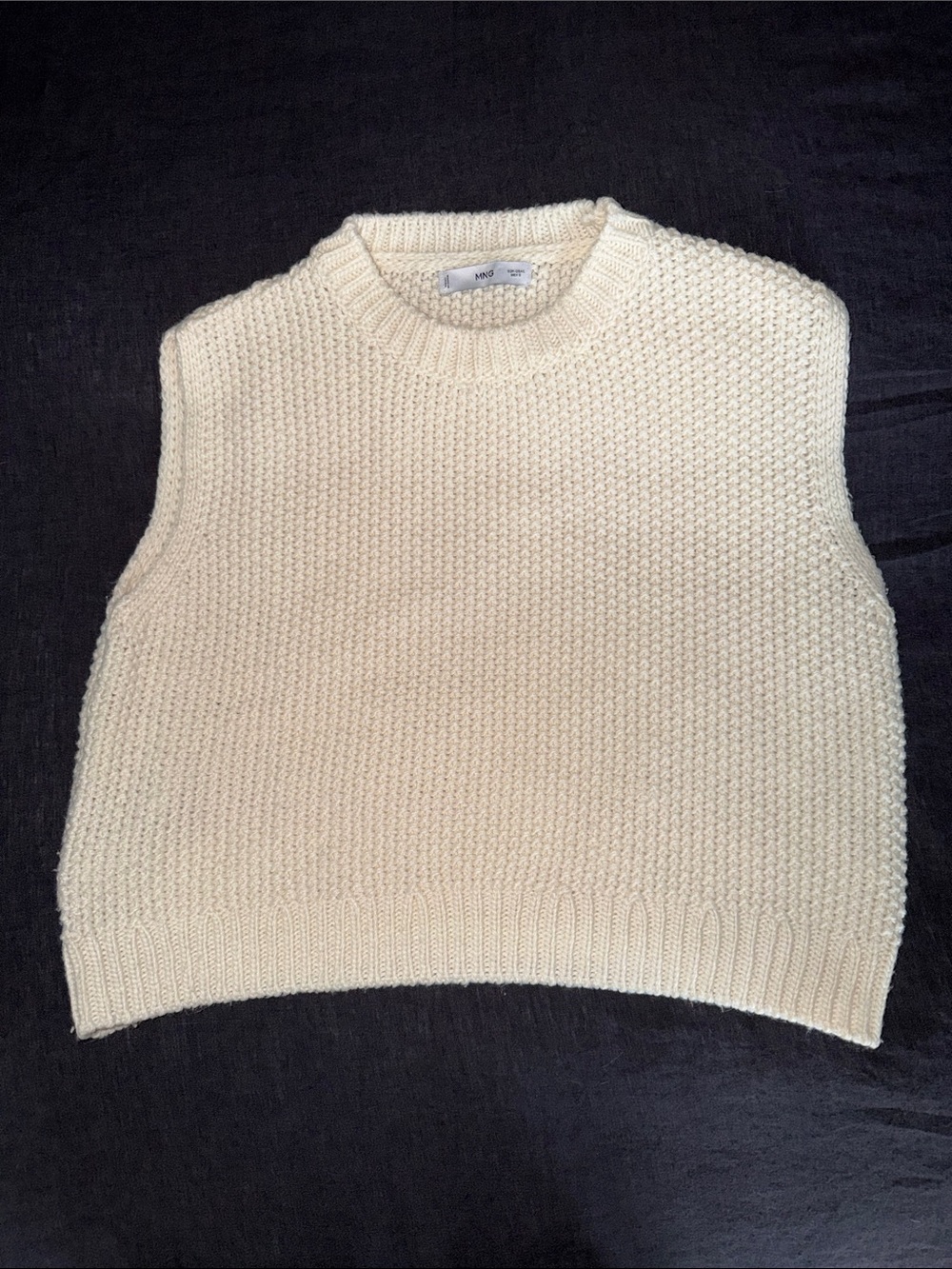 Mango Cream Sleeveless Crewneck Knit top